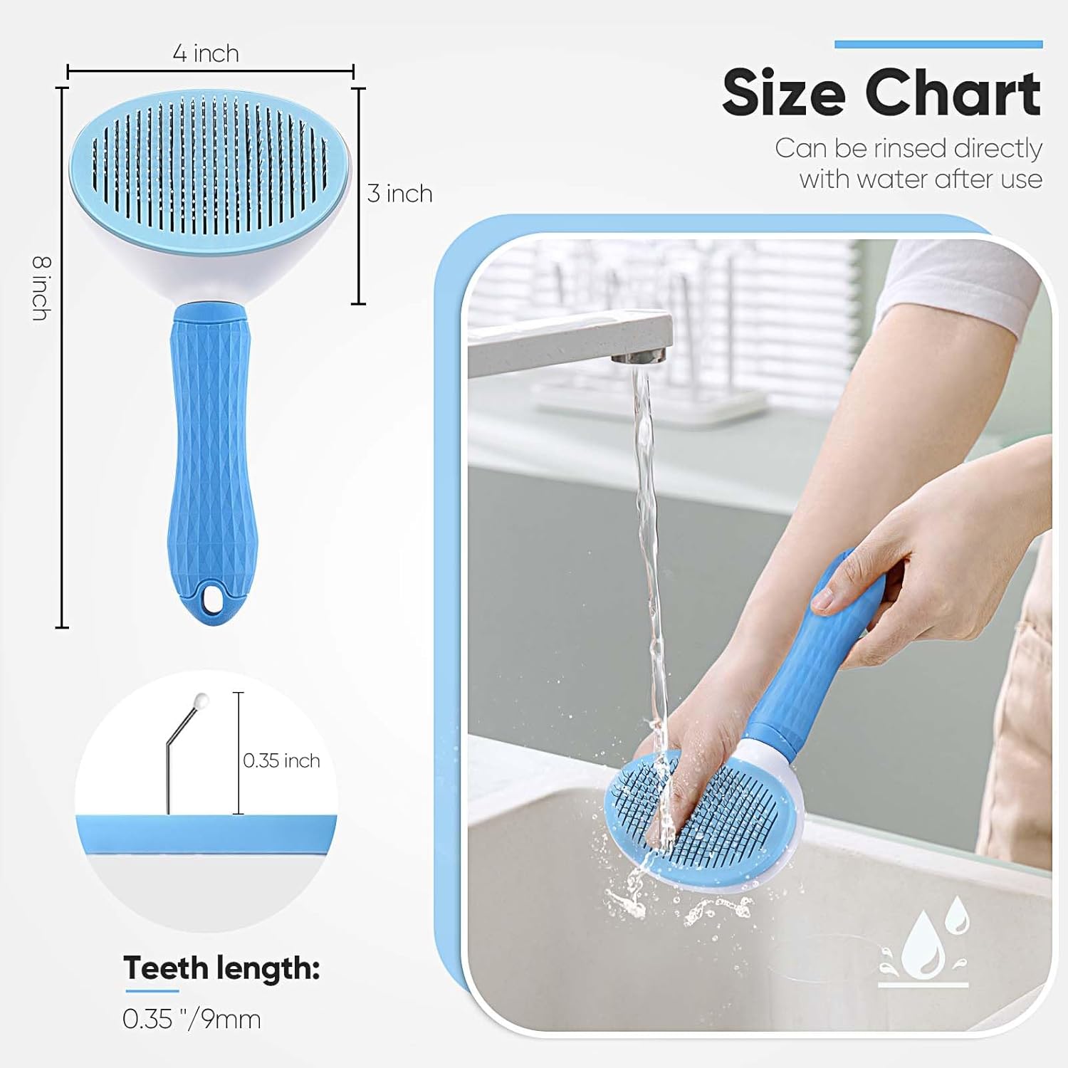 Self-Cleaning Pet Slicker Brush for Dogs, Cats & Rabbits