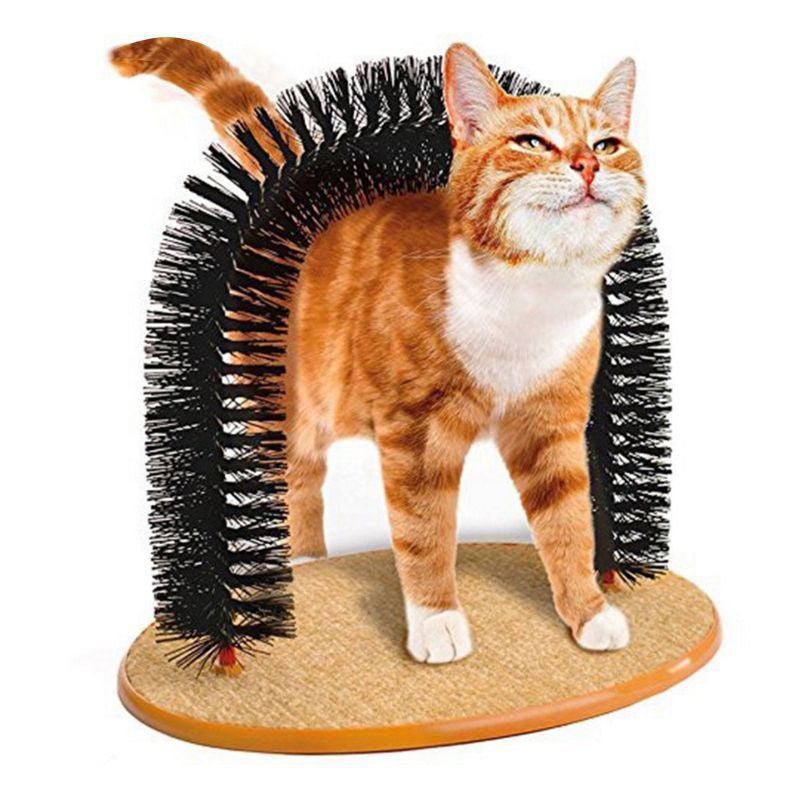 2-in-1 Cat Grooming Arch & Scratcher Toy -  Built-in Brush For Scratching And Rubbing