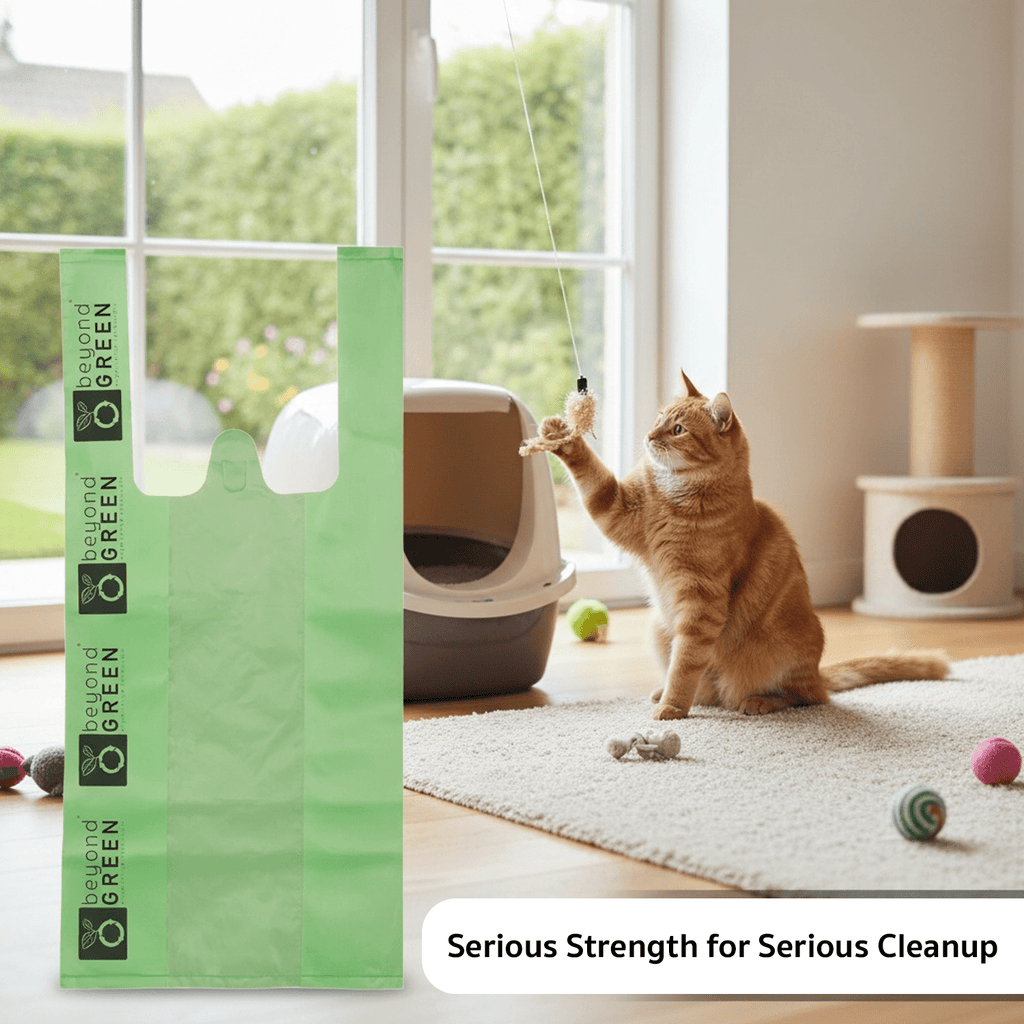 Cat Litter Bags – 8" x 16" with 5" Gusset & Handles | Leak-Resistant | Made in USA