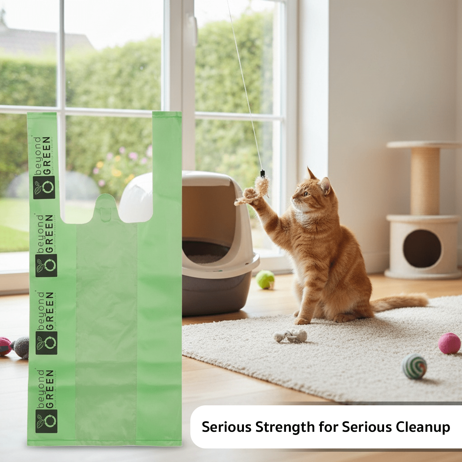 Cat Litter Bags – 8" x 16" with 5" Gusset & Handles | Leak-Resistant | Made in USA