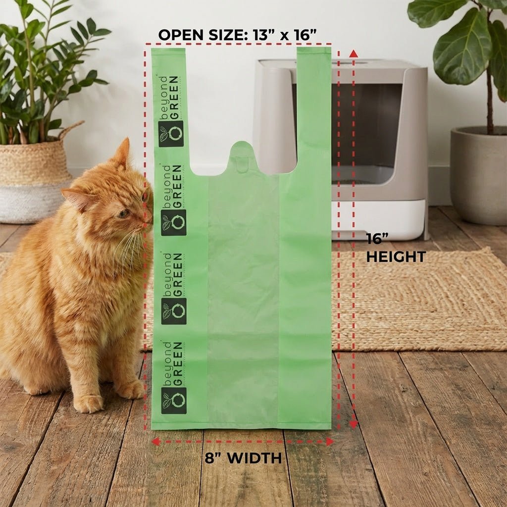 Cat Litter Bags – 8" x 16" with 5" Gusset & Handles | Leak-Resistant | Made in USA