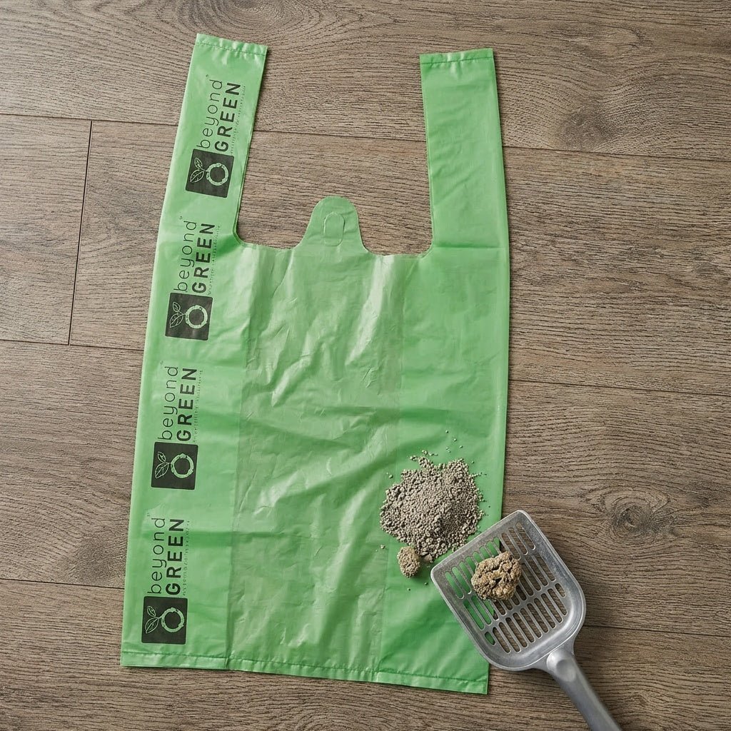 Cat Litter Bags – 8" x 16" with 5" Gusset & Handles | Leak-Resistant | Made in USA