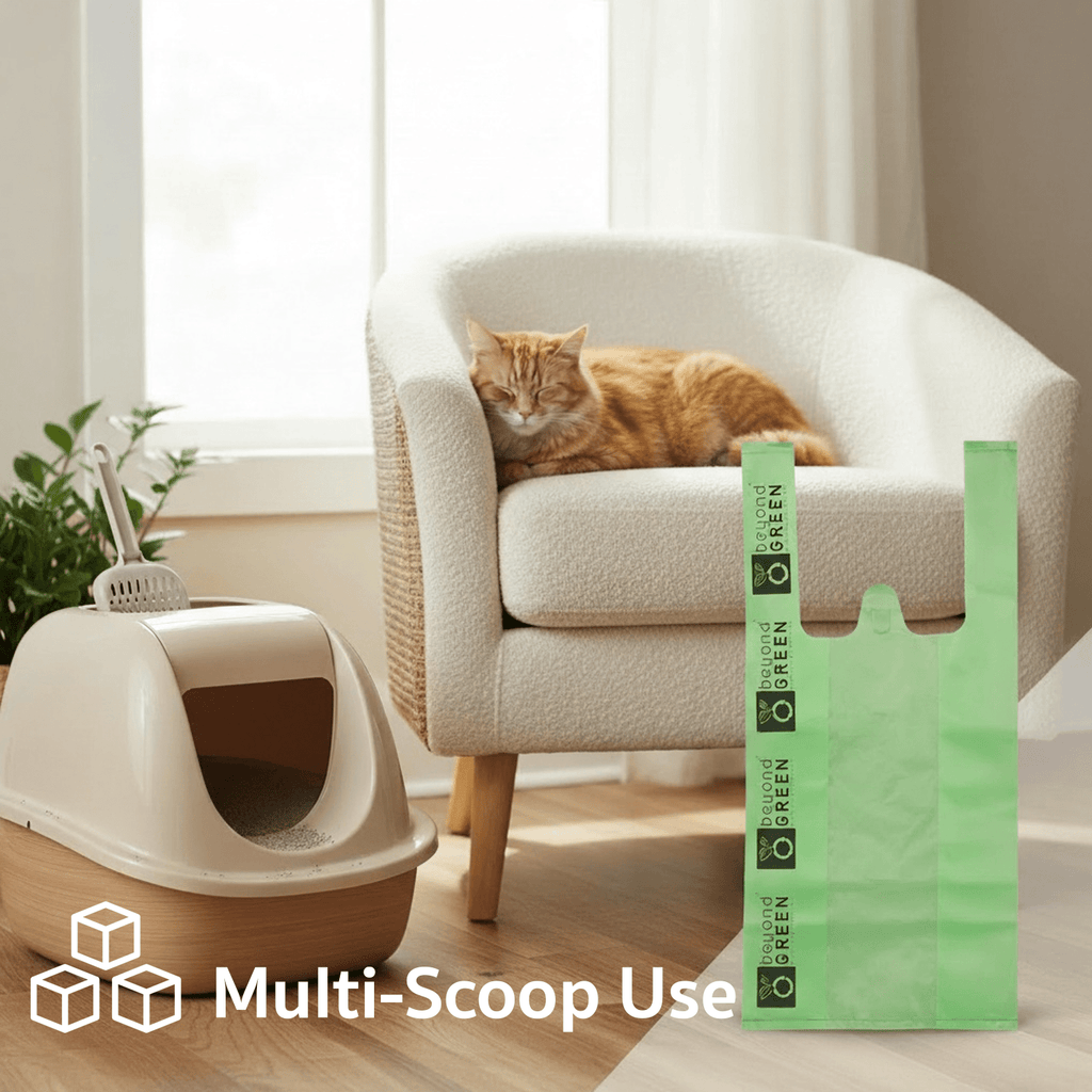 Cat Litter Bags – 8" x 16" with 5" Gusset & Handles | Leak-Resistant | Made in USA
