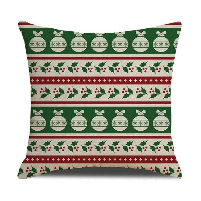 Christmas Green Stripe Pattern Cotton Linen Throw Pillow Christmas Stripe Pillow Cases