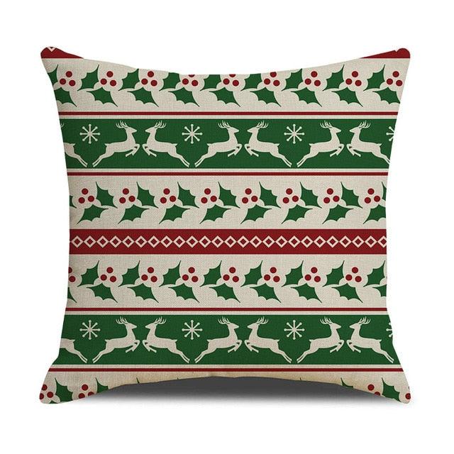 Christmas Green Stripe Pattern Cotton Linen Throw Pillow Christmas Stripe Pillow Cases