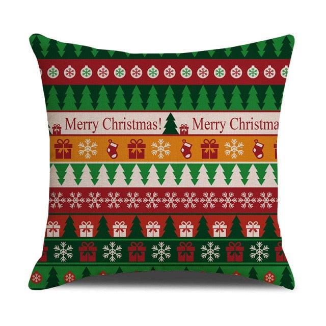 Christmas Green Stripe Pattern Cotton Linen Throw Pillow Christmas Stripe Pillow Cases