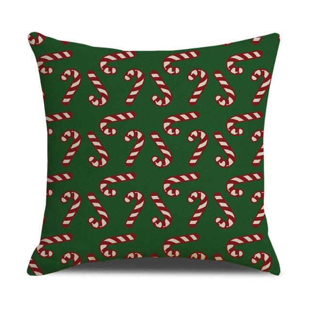 Christmas Green Stripe Pattern Cotton Linen Throw Pillow Christmas Stripe Pillow Cases