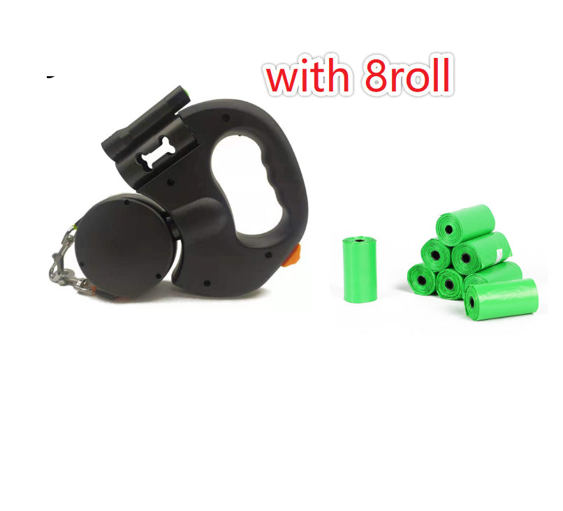 Retractable Dog Leash - Reflective Dual Pet Leash Lead 360 Swivel W/Lights