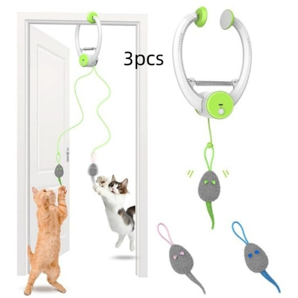 Colorful Beating Mouse Electric Door Holder Hanging Automatic Interactive Toy