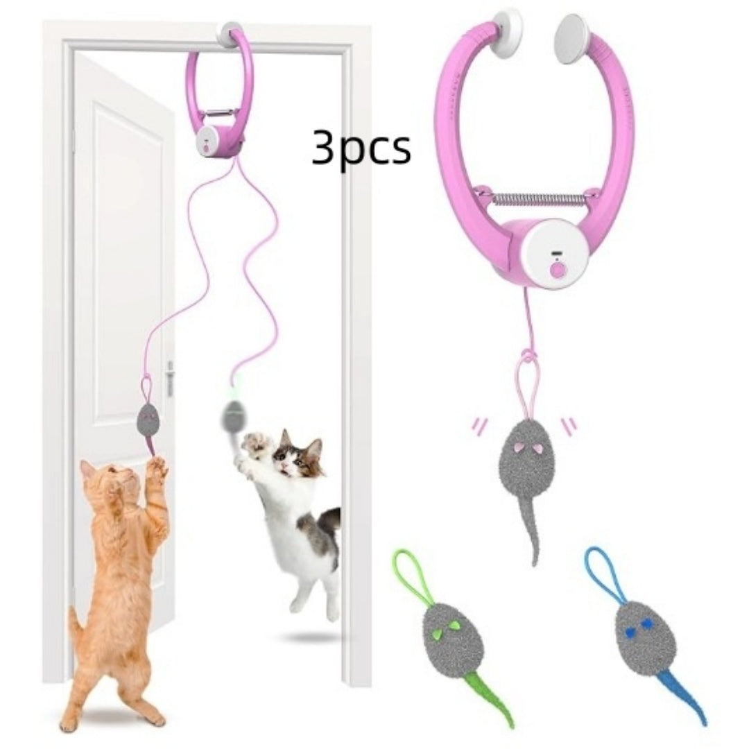 Colorful Beating Mouse Electric Door Holder Hanging Automatic Interactive Toy