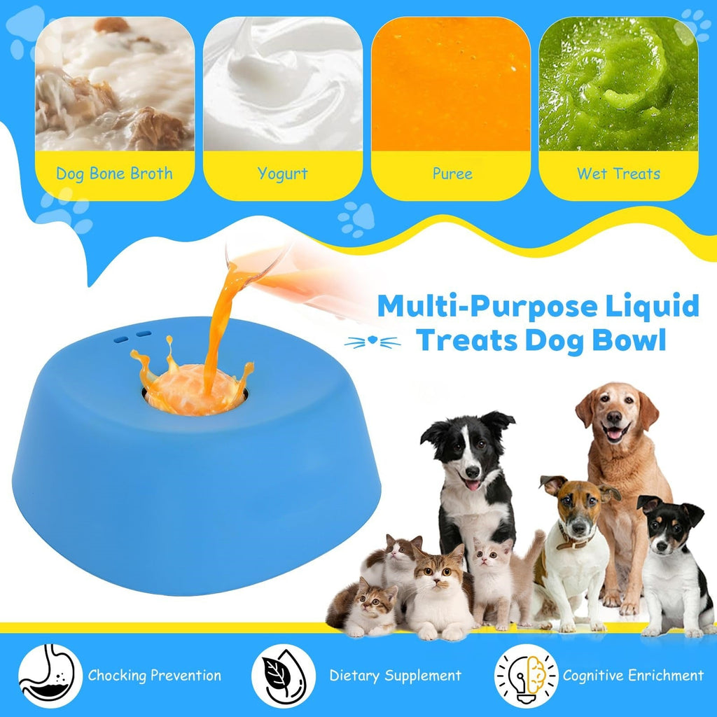 Pet Slow Feeder Non-Slip Spherical Dog Licking Bowl for Liquid Treats Bone Broth Yogurt