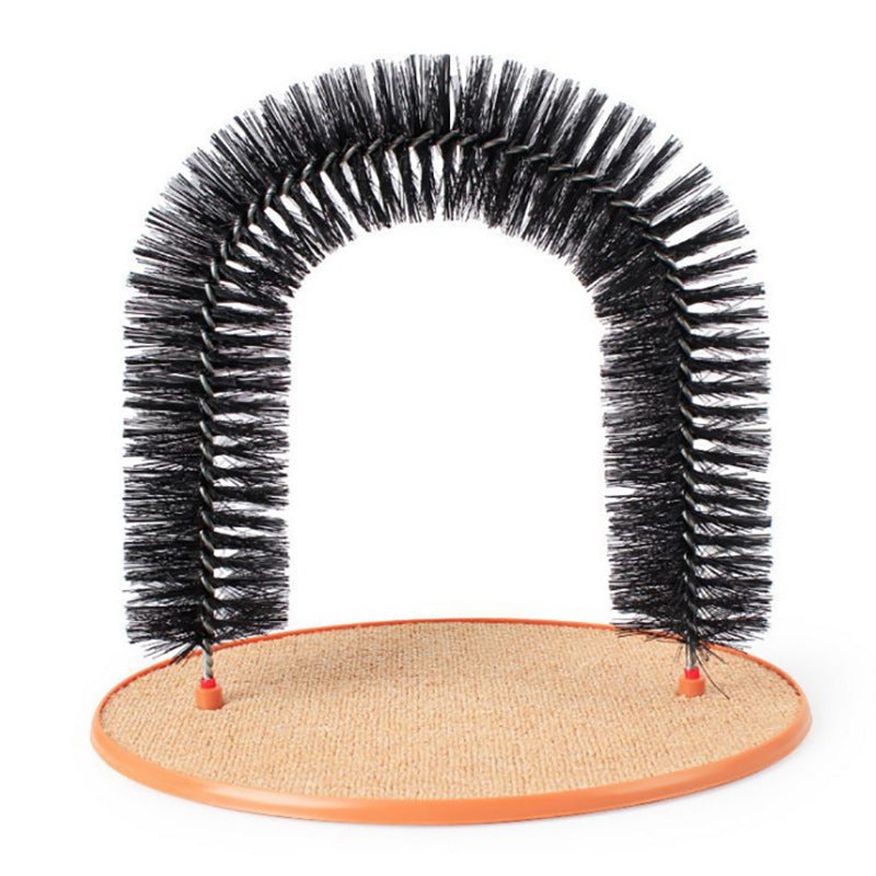 2-in-1 Cat Grooming Arch & Scratcher Toy -  Built-in Brush For Scratching And Rubbing