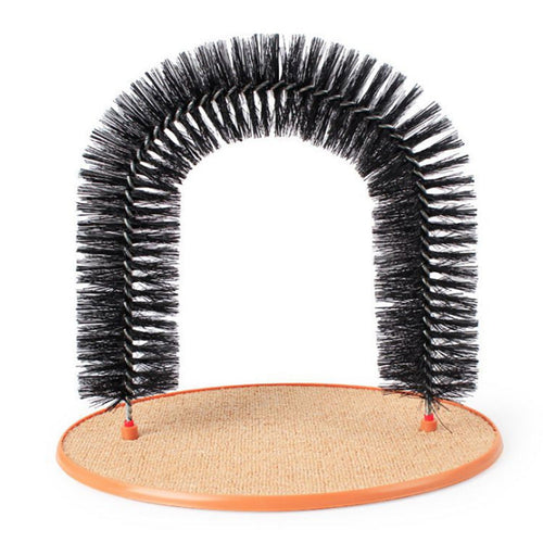 2-in-1 Cat Grooming Arch & Scratcher Toy -  Built-in Brush For Scratching And Rubbing