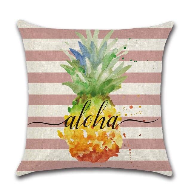 Elegant Linen Cushion Cover Black White Plaid Flower Waterproof Summer Outdoor 45x45CM