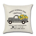 Elegant Linen Cushion Cover Black White Plaid Flower Waterproof Summer Outdoor 45x45CM