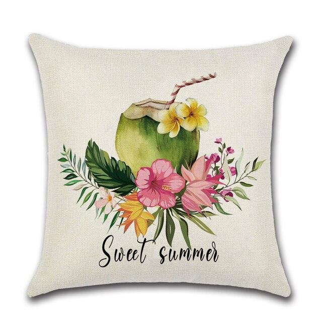Elegant Linen Cushion Cover Black White Plaid Flower Waterproof Summer Outdoor 45x45CM