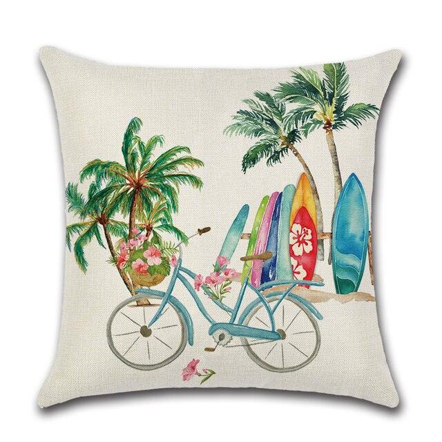 Elegant Linen Cushion Cover Black White Plaid Flower Waterproof Summer Outdoor 45x45CM