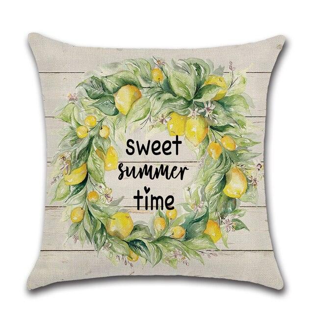 Elegant Linen Cushion Cover Black White Plaid Flower Waterproof Summer Outdoor 45x45CM