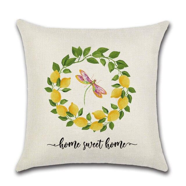 Elegant Linen Cushion Cover Black White Plaid Flower Waterproof Summer Outdoor 45x45CM