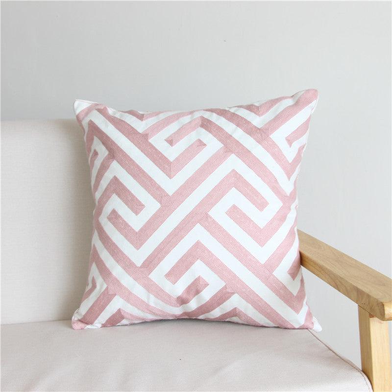 Embroidered Geometric Pillow Cover 100% Cotton Woolen Cushion Cover 45X45CM