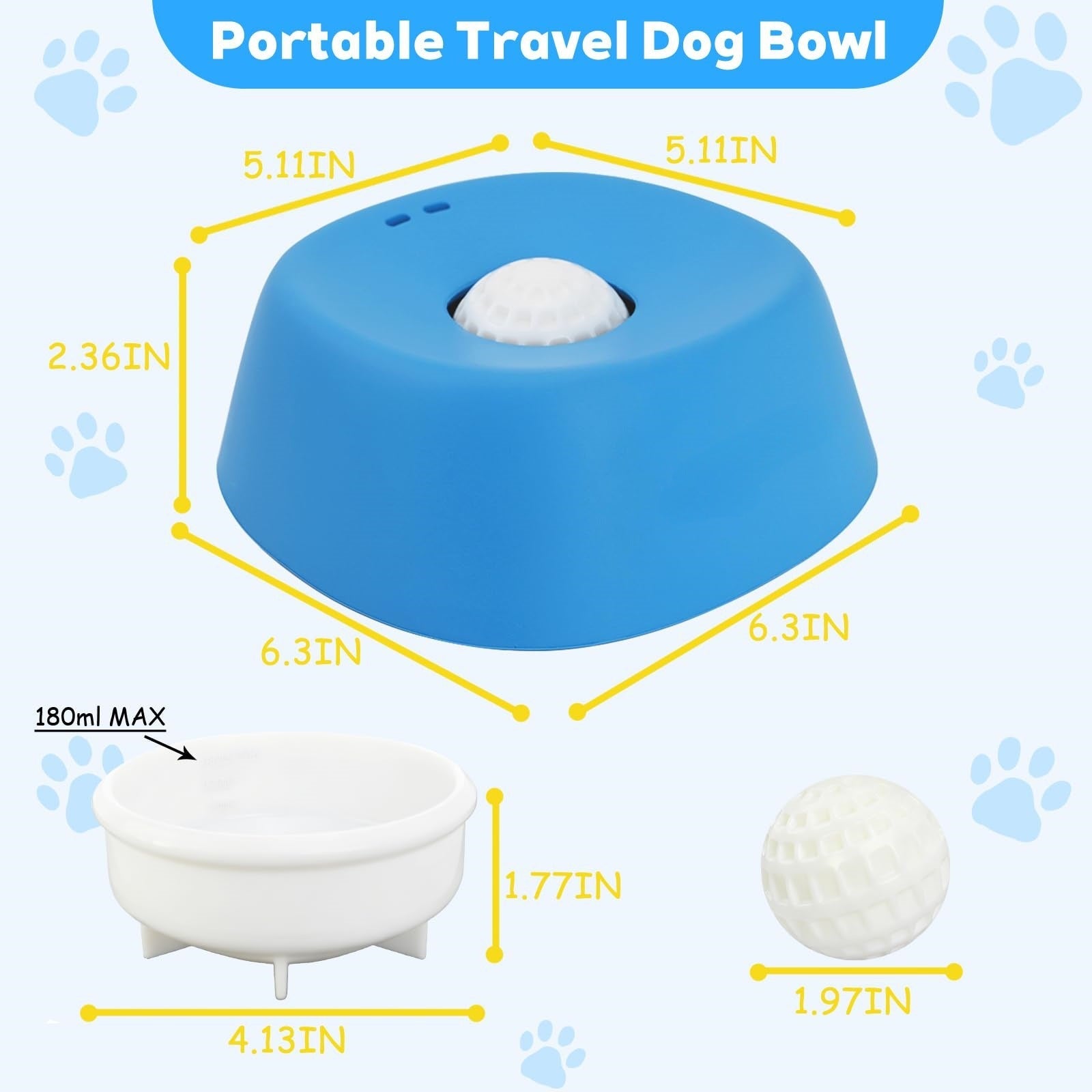 Pet Slow Feeder Non-Slip Spherical Dog Licking Bowl for Liquid Treats Bone Broth Yogurt