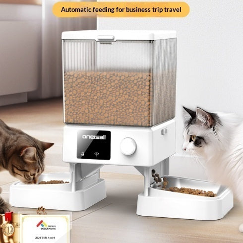Automatic Cat Feeder With Dual Bowls Visual Timer-Controlled Portion