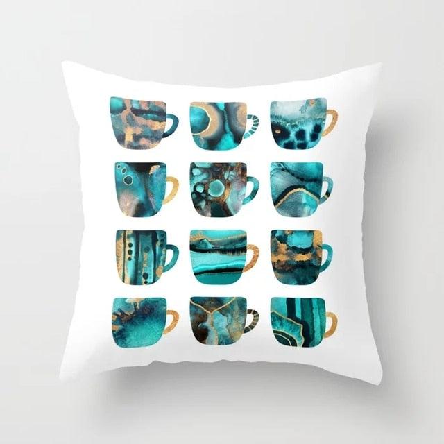 Flower Leaves Pattern Throw Pillow Case