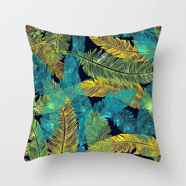 Flower Leaves Pattern Throw Pillow Case