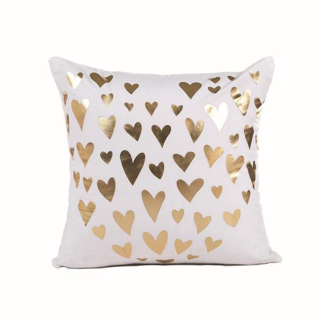 Golden Love Leaves Bronzing Cushion Decorative Pillow Covers 45x45CM