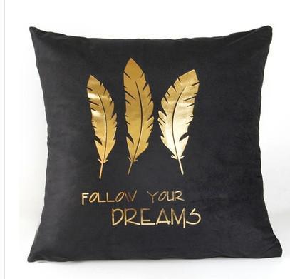 Golden Love Leaves Bronzing Cushion Decorative Pillow Covers 45x45CM