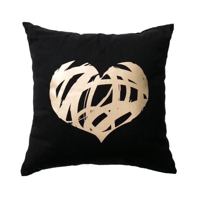 Golden Love Leaves Bronzing Cushion Decorative Pillow Covers 45x45CM
