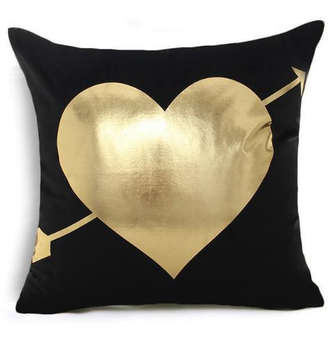 Golden Love Leaves Bronzing Cushion Decorative Pillow Covers 45x45CM