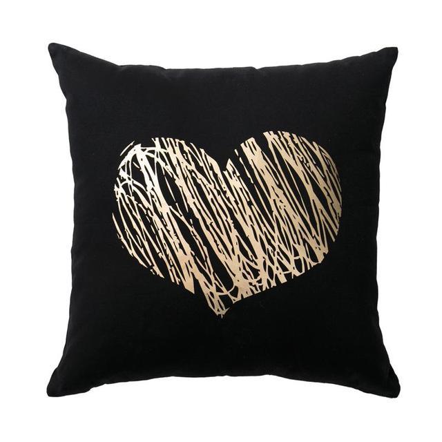 Golden Love Leaves Bronzing Cushion Decorative Pillow Covers 45x45CM