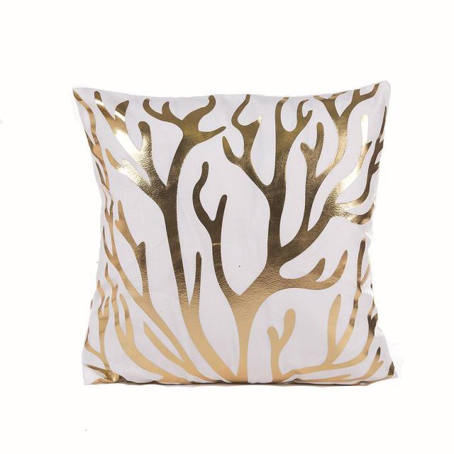 Golden Love Leaves Bronzing Cushion Decorative Pillow Covers 45x45CM