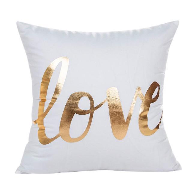 Golden Love Leaves Bronzing Cushion Decorative Pillow Covers 45x45CM