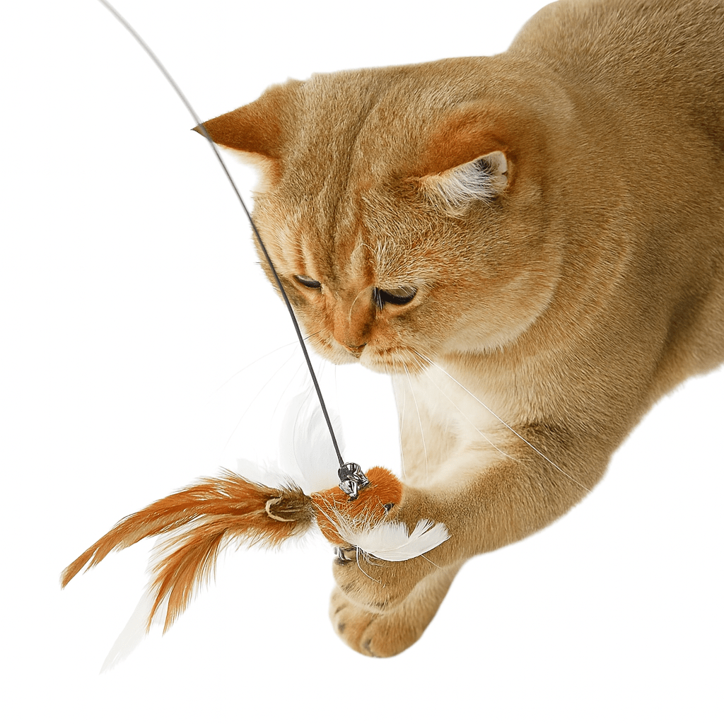 Hands-Free Feather Cat Wand w/Bell | Suction Cup Interactive Toy for Hunting and Exercise