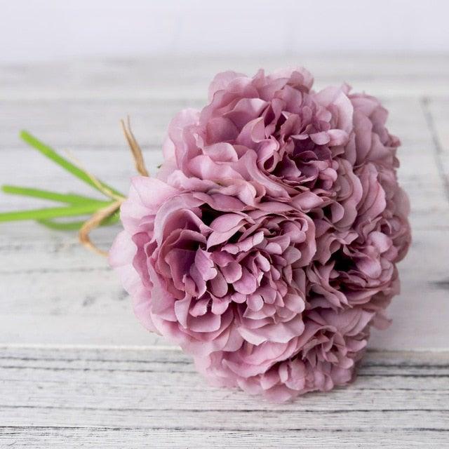 Peony Artificial Silk Flowers Bunches For Bridal Bouquet  Living Room Home Garden Deco