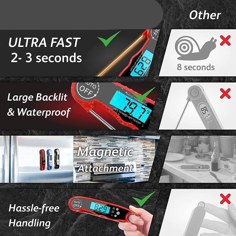 Waterproof Kitchen Food Cooking Thermometer with Backlight LCD