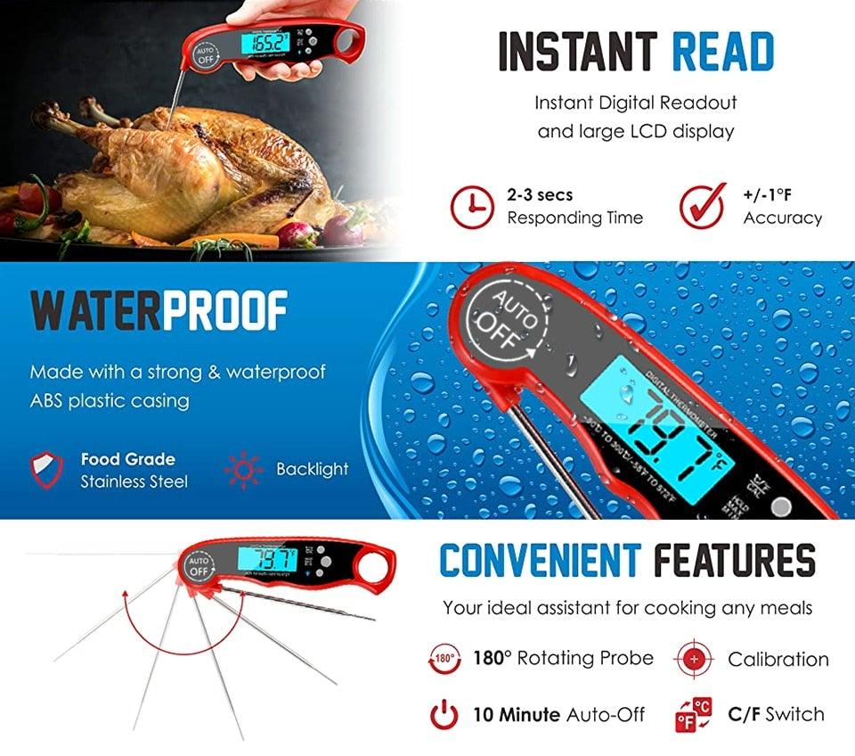 Waterproof Kitchen Food Cooking Thermometer with Backlight LCD