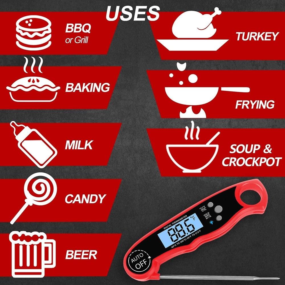 Waterproof Kitchen Food Cooking Thermometer with Backlight LCD