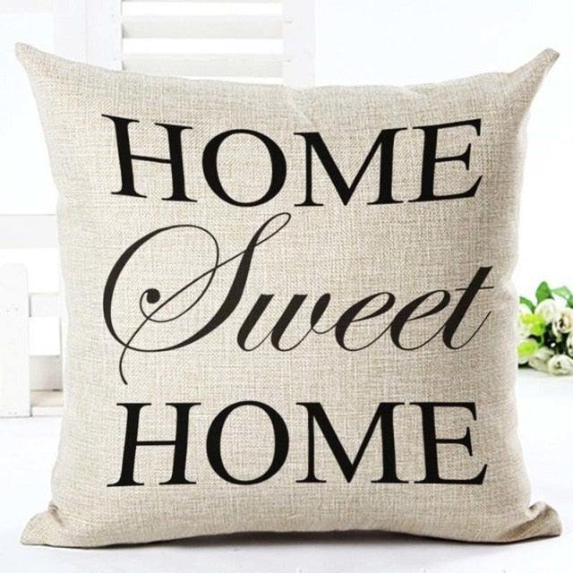 Letter Love Home Cushion Covers Cotton Linen Black White Decorative Pillow Case 45x45CM