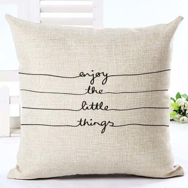 Letter Love Home Cushion Covers Cotton Linen Black White Decorative Pillow Case 45x45CM