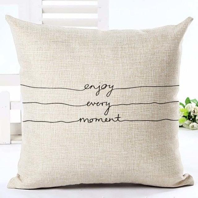 Letter Love Home Cushion Covers Cotton Linen Black White Decorative Pillow Case 45x45CM