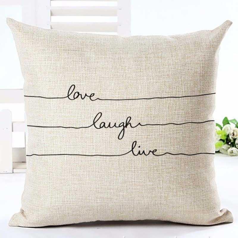 Letter Love Home Cushion Covers Cotton Linen Black White Decorative Pillow Case 45x45CM