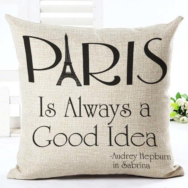 Letter Love Home Cushion Covers Cotton Linen Black White Decorative Pillow Case 45x45CM