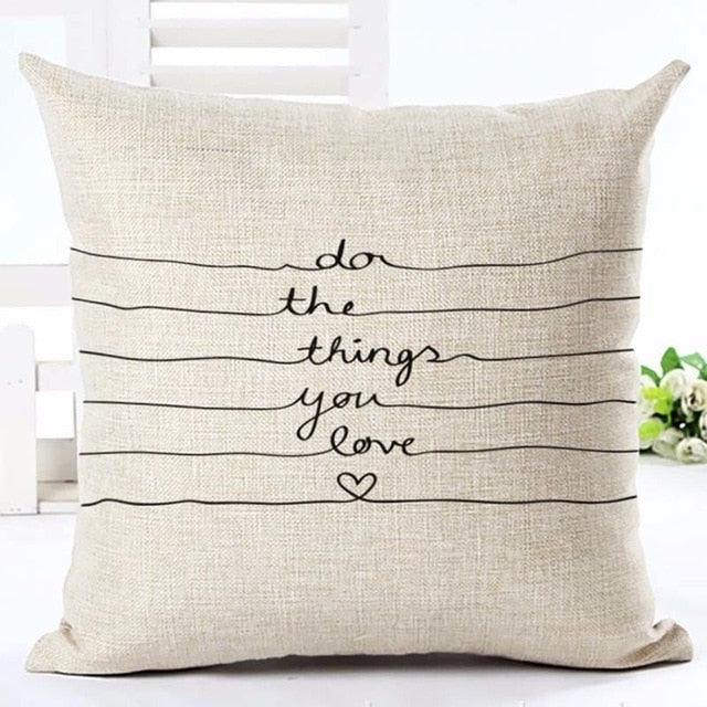 Letter Love Home Cushion Covers Cotton Linen Black White Decorative Pillow Case 45x45CM