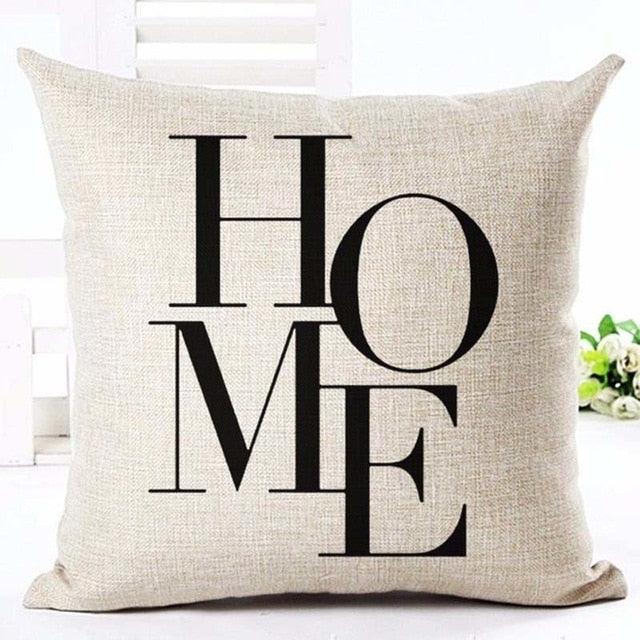 Letter Love Home Cushion Covers Cotton Linen Black White Decorative Pillow Case 45x45CM