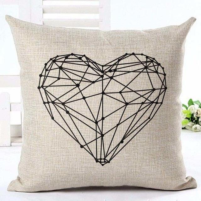 Letter Love Home Cushion Covers Cotton Linen Black White Decorative Pillow Case 45x45CM