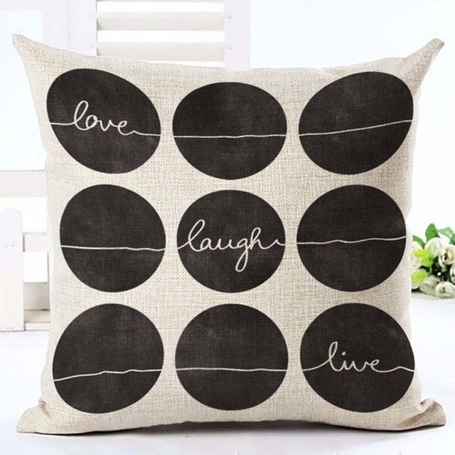 Letter Love Home Cushion Covers Cotton Linen Black White Decorative Pillow Case 45x45CM