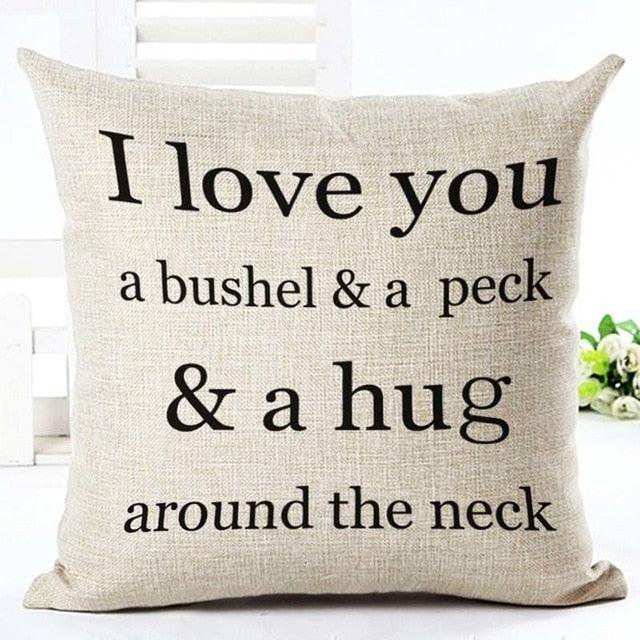 Letter Love Home Cushion Covers Cotton Linen Black White Decorative Pillow Case 45x45CM